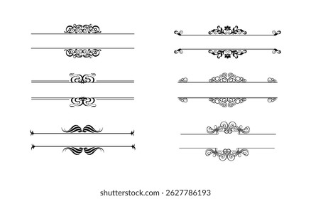 Flourishes, Ornaments and Frames on Black Colour.