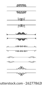 Flourishes, Ornaments and Frames on Black Colour.