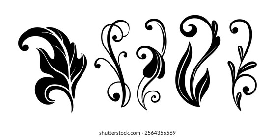 Flourishes Vectors Ornament on Black Colour