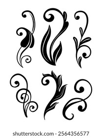 Flourishes Vectors Ornament on Black Colour