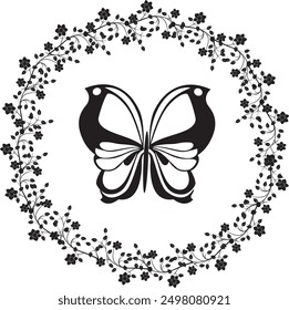 flourishes vintage with butterfly in black