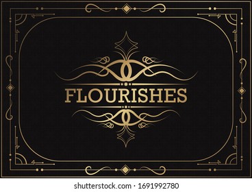 Flourishes vintage ornament frame illustration	