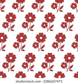 Flourishing botany, flora with petals and stems. Blooming decoration, foliage and spring or summer foliage. Flowering and vegetation. Seamless pattern, print or background. Vector in flat style