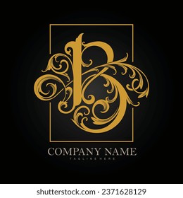 Elegancia floreciente B monograma logotipo ilustraciones vectoriales para el logotipo de su trabajo, camiseta de mercancía, pegatinas y diseños de etiquetas, afiche, tarjetas de felicitación compañía o marcas comerciales de publicidad