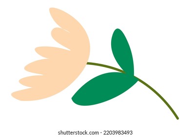 Flourishing flower with stem and leaves. Isolated decorative flora, botany for adornment, present or gift on holiday. Growing houseplant, gardening or florist shop assortment. Vector in flat style