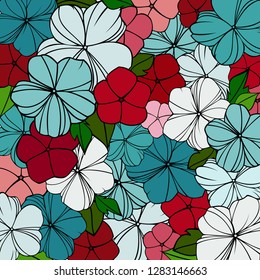 flover print in bright colors, abstract floral pattern, spring background