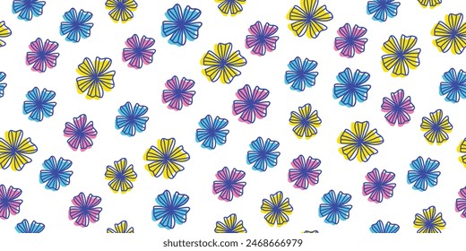 Flovers seamless pattern, seamless horizontal pattern. Colorful texture with flowers.