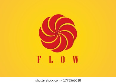 Flow Abstarck Elegant Flower Logo Vector Design Template