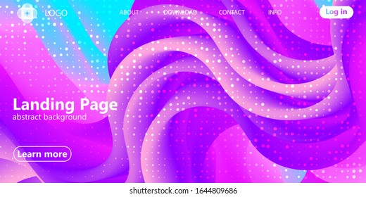 Flow abstract background. Fluid shape. Website landing page. Trendy poster. Colorful futuristic gradient. 3d fluid banner.