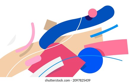 Flow of abstract elements of various shapes and colors