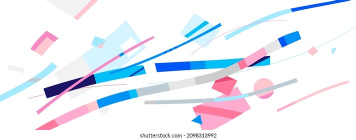 Flow of abstract elements of various shapes and colors