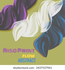 Flow abstract Risograph effect. Abstract swirl wave liquid shape