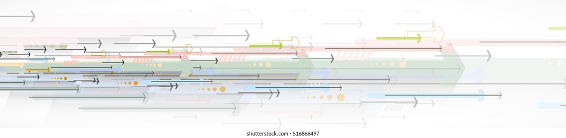 Flow of arrows. Imagination of business or technology process. Vector futuristic  background with great idea for presentation