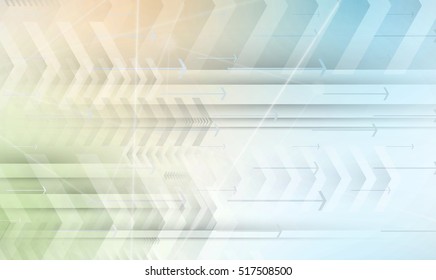 Flow of arrows. Imagination of business or technology process. Vector futuristic  background with great idea for presentation
