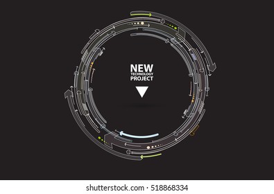 Flow of arrows. Imagination of business or technology process. Vector futuristic  background with great idea for presentation