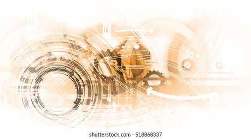 Flow of arrows. Imagination of business or technology process. Vector futuristic  background with great idea for presentation