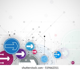 Flow of arrows. Imagination of business or technology process. Vector futuristic  background with great idea for presentation