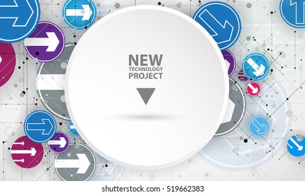 Flow of arrows. Imagination of business or technology process. Vector futuristic  background with great idea for presentation