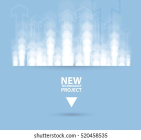 Flow of arrows. Imagination of business or technology process. Vector futuristic  background with great idea for presentation