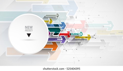 Flujo de flechas. Imaginación de negocios o procesos tecnológicos. Vector de fondo futurista con gran idea para la presentación