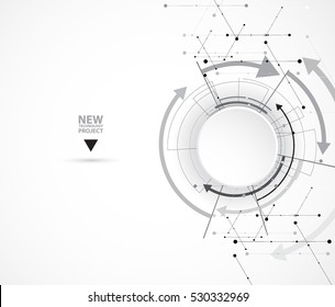 Flow of arrows. Imagination of business or technology process. Vector futuristic  background with great idea for presentation