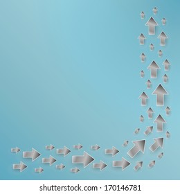 flow of the arrows on blue background