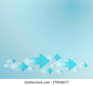 flow of the arrows on blue background