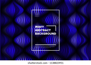 Flow Background with Liquid Shapes. Distortion of Space. Trendy Abstract Cover with Vector Wave Lines. Movement Effect. Wavy Colorful 3d Surface. Flow Background with Optical Illusion for Design.