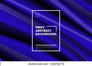 Flow Background with Liquid Shapes. Distortion of Space. Trendy Abstract Cover with Vector Wave Lines. Movement Effect. Wavy Colorful 3d Surface. Flow Background with Optical Illusion for Design.
