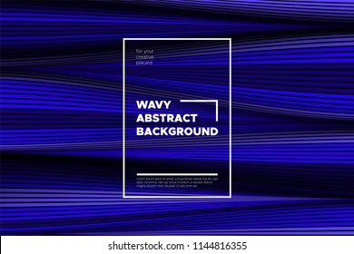 Flow Background with Liquid Shapes. Distortion of Space. Trendy Abstract Cover with Vector Wave Lines. Movement Effect. Wavy Colorful 3d Surface. Flow Background with Optical Illusion for Design.