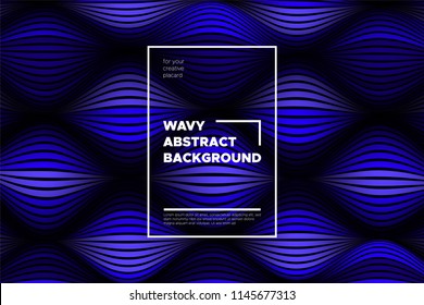 Flow Background with Liquid Shapes. Distortion of Space. Trendy Abstract Cover with Vector Wave Lines. Movement Effect. Wavy Colorful 3d Surface. Flow Background with Optical Illusion for Design.