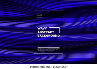Flow Background with Liquid Shapes. Distortion of Space. Trendy Abstract Cover with Vector Wave Lines. Movement Effect. Wavy Colorful 3d Surface. Flow Background with Optical Illusion for Design.
