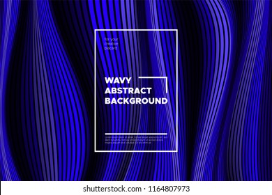 Flow Background with Liquid Shapes. Distortion of Space. Trendy Abstract Cover with Vector Wave Lines. Movement Effect. Wavy Colorful 3d Surface. Flow Background with Optical Illusion for Design.