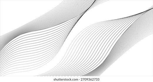 Fluxo de ilustração de vetor de linha pontilhada curva preta isolada no fundo branco. Fundo de espiral brilhante dinâmico. Digital, tecnologia, ai, música, elemento de design moderno. vetor.eps10