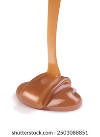 Flow of caramel sauce. Vector illustration.