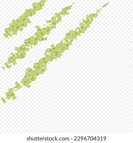 Flow Cash Vector Transparent Background. Business Currency Card. Scatter Swirl Jackpot Cover. Monetary Money Flow Template.