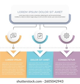 Flow chart with 3 elements, business infographic template, vector eps10 illustration