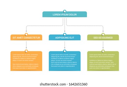 Flow chart with 3 levels, infographic template with 3 steps or options, vector eps10 illustration