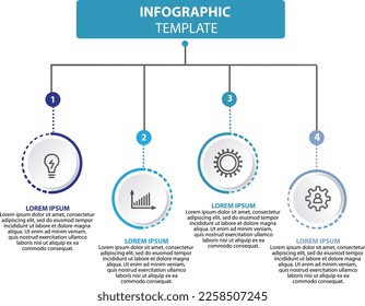 Flow chart for 4 sub points vector.Infographics for business concept. Can be used for presentations banner, workflow layout, process diagram, flow chart, info graph