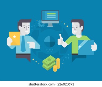 Flow chart of affiliate marketing process. Performance-based marketing concept