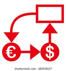 Flow chart from BiColor Euro Banking Icon Set. Vector style: flat, red symbol, rounded angles, white background.