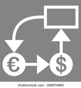 Flow chart from BiColor Euro Banking Icon Set. Vector style: flat, white symbol, rounded angles, gray background.