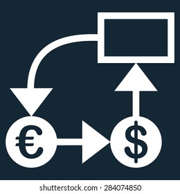 Flow chart from BiColor Euro Banking Icon Set. Vector style: flat, white symbol, rounded angles, dark blue background.