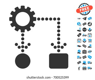 Flow Chart Configuration grey pictograph with free bonus pictograph collection. Vector illustration style is flat iconic symbols.