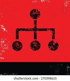 Flow chart design on grunge background, red version