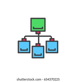 Flow chart filled outline icon, vector sign, colorful illustration 