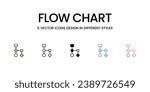 Flow Chart Icon Design in Five style with Editable Stroke. Line, Solid, Flat Line, Duo Tone Color, and Color Gradient Line. Suitable for Web Page, Mobile App, UI, UX and GUI design.