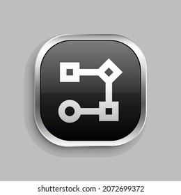 diseño de iconos de diagrama de flujo. Estilo botón brillante rectángulo redondeado aislado en fondo gris. Ilustración del vector