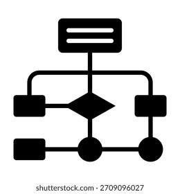 Ilustração de Vetor de Design de Glifo de Ícone de Fluxograma