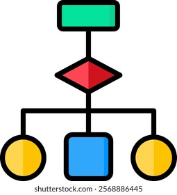 Flow Chart Icon Lineal Color Vector Illustration